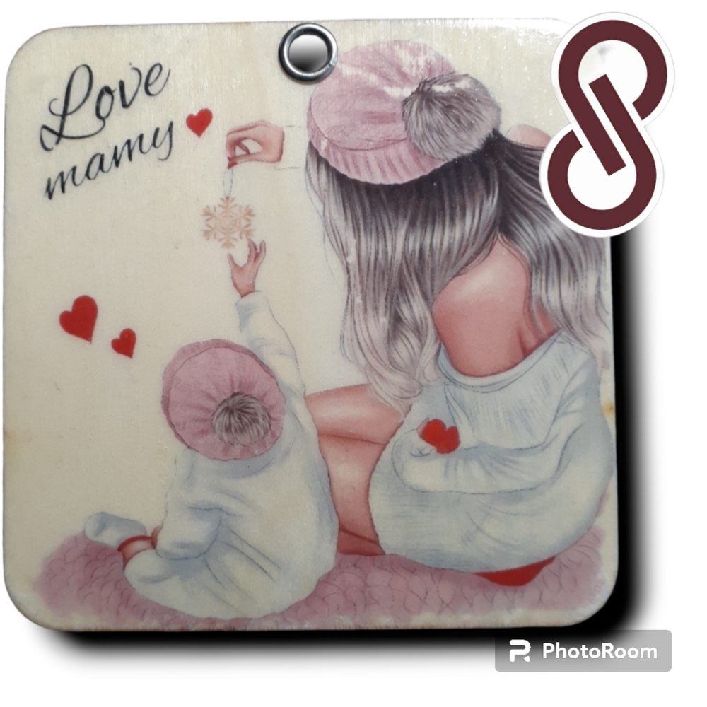 COLOR ENGRAVED WOODEN SOUVENIR " LOVE MAMY " COD/W-07 - Picture 1 of 4